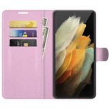 For Samsung Galaxy S22 Ultra 5G Lychee Texture Folio Protective Case, PU Leather Wallet Cover, Pink | iCoverLover Australia
