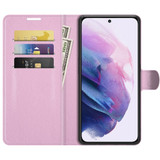 For Samsung Galaxy S22+ 5G Lychee Texture Folio Protective Case, PU Leather Wallet Cover, Pink | iCoverLover Australia
