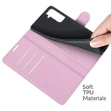 For Samsung Galaxy S22+ 5G Lychee Texture Folio Protective Case, PU Leather Wallet Cover, Pink | iCoverLover Australia