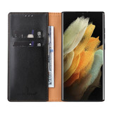 For Samsung Galaxy S22 Ultra Case Leather Flip Wallet Folio Cover Black | iCoverLover Australia