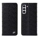 For Samsung Galaxy S22+ Plus Case Fierre Shann Crocodile Pattern Genuine Cow Leather Cover Black | iCoverLover Australia