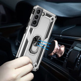 For Samsung Galaxy S22 5G Case Shockproof TPU + PC Protective Cover, Ring Holder, Silver | iCoverLover Australia