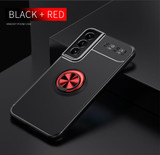For Samsung Galaxy S22 5G Case Metal Ring Holder Protective TPU Cover, Black+Red | iCoverLover Australia