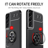 For Samsung Galaxy S22 5G Case Metal Ring Holder Protective TPU Cover, Black+Red | iCoverLover Australia
