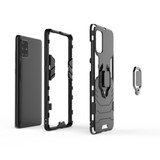 For Samsung Galaxy A71 4G Shockproof Plastic Protective Case, Magnetic Ring Holder, Navy Blue | iCoverLover Australia