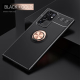 For Samsung Galaxy S22 Ultra 5G Case Metal Ring Holder Protective TPU Cover, Black+Rose Gold | iCoverLover Australia