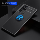 For Samsung Galaxy S22 Ultra 5G Case Metal Ring Holder Protective TPU Cover, Black+Blue | iCoverLover Australia