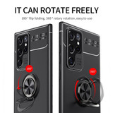 For Samsung Galaxy S22 Ultra 5G Case Metal Ring Holder Protective TPU Cover, Black+Blue | iCoverLover Australia