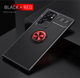 For Samsung Galaxy S22 Ultra 5G Case Metal Ring Holder Protective TPU Cover, Black+Red | iCoverLover Australia