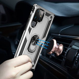 For Samsung Galaxy S22 Ultra 5G Case Shockproof TPU + PC Protective Cover, Ring Holder, Silver | iCoverLover Australia