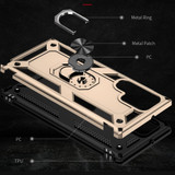For Samsung Galaxy S22 Ultra 5G Case Shockproof TPU + PC Protective Cover, Ring Holder, Gold | iCoverLover Australia