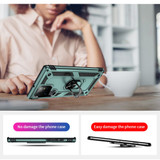 For Samsung Galaxy S22 Ultra 5G Case Shockproof TPU + PC Protective Cover, Ring Holder, Dark Green | iCoverLover Australia