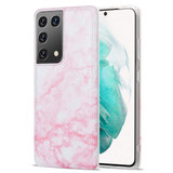 For Samsung Galaxy S21 Ultra Case, TPU Glossy Marble Pattern Protective Cover, Light Pink | iCoverLover Australia