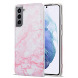 For Samsung Galaxy S21 Case, TPU Glossy Marble Pattern Protective Cover, Light Pink | iCoverLover Australia