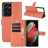 For Samsung Galaxy S21 Ultra Case Lychee Folio Protective PU Leather Wallet Cover, Brown | iCoverLover Australia