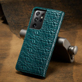 For Samsung Galaxy S21 Ultra Case Fierre Shann Crocodile Pattern Genuine Cow Leather Cover Green | iCoverLover Australia