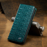 For Samsung Galaxy S21 Ultra Case Fierre Shann Crocodile Pattern Genuine Cow Leather Cover Green | iCoverLover Australia