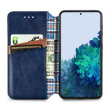 For Samsung Galaxy S21 Ultra Case, Cubic Grid Folio Magnetic PU Leather Cover Wallet, Kickstand, Blue | iCoverLover Australia