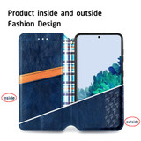 For Samsung Galaxy S21 Ultra Case, Cubic Grid Folio Magnetic PU Leather Cover Wallet, Kickstand, Blue | iCoverLover Australia