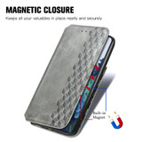 For Samsung Galaxy S21 Ultra Case, Cubic Grid Folio Magnetic PU Leather Cover Wallet, Kickstand, Gray | iCoverLover Australia