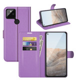 For Google Pixel 5a 5G Case, PU Leather Folio Protective Wallet Cover, Stand, Purple | iCoverLover Australia