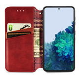 For Samsung Galaxy S21 Ultra Case, Cubic Grid Folio Magnetic PU Leather Cover Wallet, Kickstand, Red | iCoverLover Australia