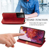 For Samsung Galaxy S21 Ultra Case, Cubic Grid Folio Magnetic PU Leather Cover Wallet, Kickstand, Red | iCoverLover Australia