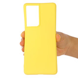For Samsung Galaxy S21 Ultra Case, Solid Color Liquid Silicone Shockproof Full Coverage Cover, Yellow | iCoverLover Australia