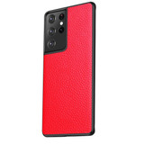 For Samsung Galaxy S21 Ultra Case Genuine Leather Slim Fit Protective Cover Red | iCoverLover Australia