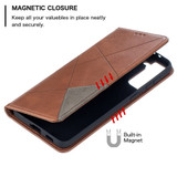 For Samsung Galaxy S21+ Plus Case Rhombus Texture Folio Magnetic PU Leather Cover, Wallet & Kickstand, Brown | iCoverLover Australia