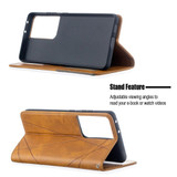 For Samsung Galaxy S21 Case Ultra Case Rhombus Texture Folio Magnetic PU Leather Cover, Wallet & Kickstand, Yellow | iCoverLover Australia