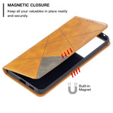 For Samsung Galaxy S21 Case Ultra Case Rhombus Texture Folio Magnetic PU Leather Cover, Wallet & Kickstand, Yellow | iCoverLover Australia