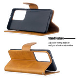 For Samsung Galaxy S21 Ultra Case Lambskin Texture Folio PU Leather Cover, Wallet, Kickstand & Lanyard, Light Brown | iCoverLover Australia