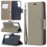 For Samsung Galaxy S21 Case Lychee Texture Folio PU Leather Cover, Wallet, Kickstand & Lanyard, Grey | iCoverLover Australia