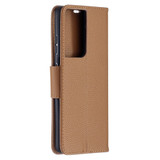 For Samsung Galaxy S21 Ultra Case Lychee Texture Folio PU Leather Cover, Wallet, Kickstand & Lanyard, Brown | iCoverLover Australia