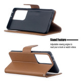 For Samsung Galaxy S21 Ultra Case Lychee Texture Folio PU Leather Cover, Wallet, Kickstand & Lanyard, Brown | iCoverLover Australia