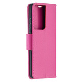 For Samsung Galaxy S21 Ultra Case Lychee Texture Folio PU Leather Cover, Wallet, Kickstand & Lanyard, Rose Red | iCoverLover Australia