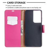 For Samsung Galaxy S21 Ultra Case Lychee Texture Folio PU Leather Cover, Wallet, Kickstand & Lanyard, Rose Red | iCoverLover Australia