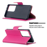 For Samsung Galaxy S21 Ultra Case Lychee Texture Folio PU Leather Cover, Wallet, Kickstand & Lanyard, Rose Red | iCoverLover Australia