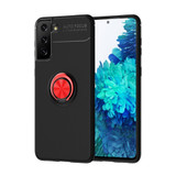 For Samsung Galaxy S21+ Plus Case Metal Ring Holder 360 Degree Rotating TPU Cover, Black+Red | iCoverLover Australia