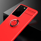 For Samsung Galaxy S21 Ultra Case Metal Ring Holder 360 Degree Rotating TPU Cover, Red+Red | iCoverLover Australia