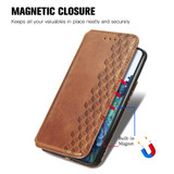 For Samsung Galaxy S21 Case, Cubic Grid Folio Magnetic PU Leather Cover Wallet, Kickstand, Brown | iCoverLover Australia