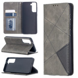 For Samsung Galaxy S21 Case Rhombus Texture Folio Magnetic PU Leather Cover, Wallet & Kickstand, Grey | iCoverLover Australia