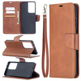 For Samsung Galaxy S21 Ultra Case Lambskin Texture Folio PU Leather Cover, Wallet, Kickstand & Lanyard, Brown | iCoverLover Australia