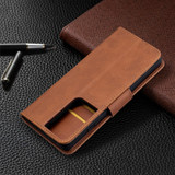For Samsung Galaxy S21 Ultra Case Lambskin Texture Folio PU Leather Cover, Wallet, Kickstand & Lanyard, Brown | iCoverLover Australia