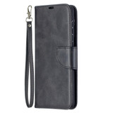 For Samsung Galaxy S21+ Plus Case Lambskin Texture Folio PU Leather Cover, Wallet, Kickstand & Lanyard, Black | iCoverLover Australia