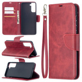 For Samsung Galaxy S21+ Plus Case Lambskin Texture Folio PU Leather Cover, Wallet, Kickstand & Lanyard, Red | iCoverLover Australia