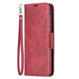 For Samsung Galaxy S21+ Plus Case Lambskin Texture Folio PU Leather Cover, Wallet, Kickstand & Lanyard, Red | iCoverLover Australia