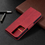 For Samsung Galaxy S21 Ultra Case Lambskin Texture Folio PU Leather Cover, Wallet, Kickstand & Lanyard, Red | iCoverLover Australia