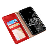 For Samsung Galaxy S20 Ultra Case Genuine Leather Luxury Wallet Case Red | iCoverLover Australia